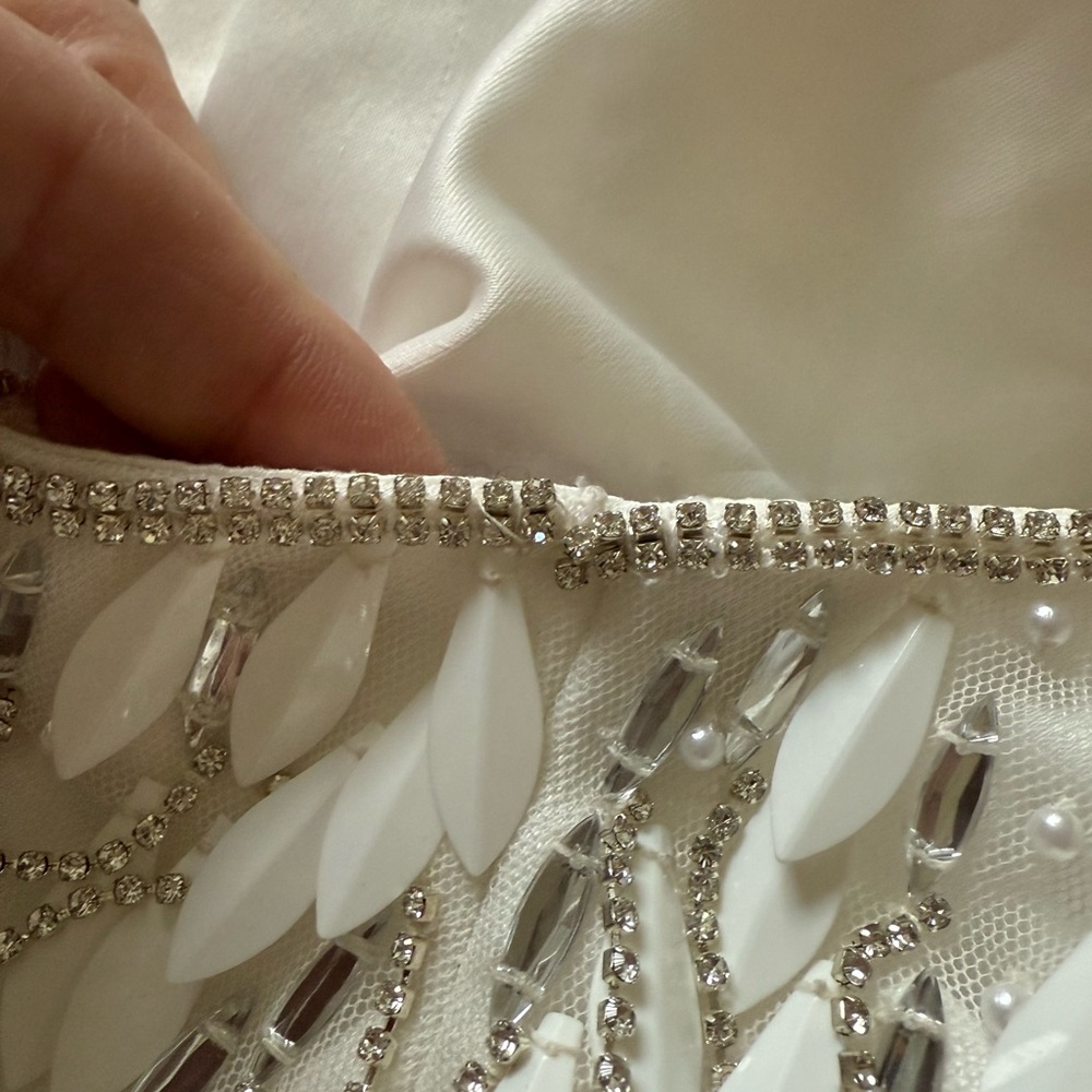 Retrofete Ivory Gold Beaded Fringe Halter Mini Dress - Picture 13 of 15
